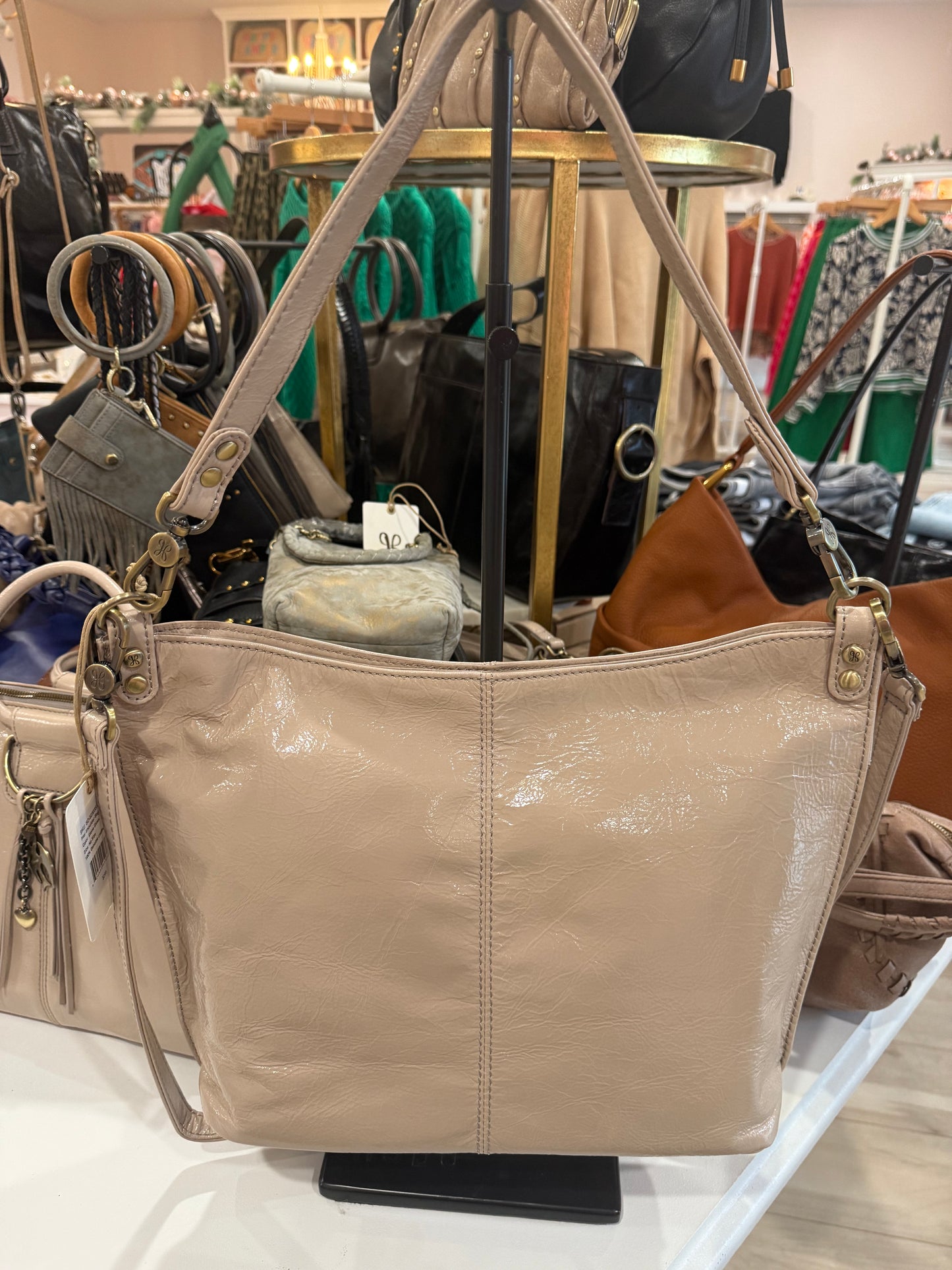 Hobo Pier Shoulder Bag in Stone Gloss or or Whiskey