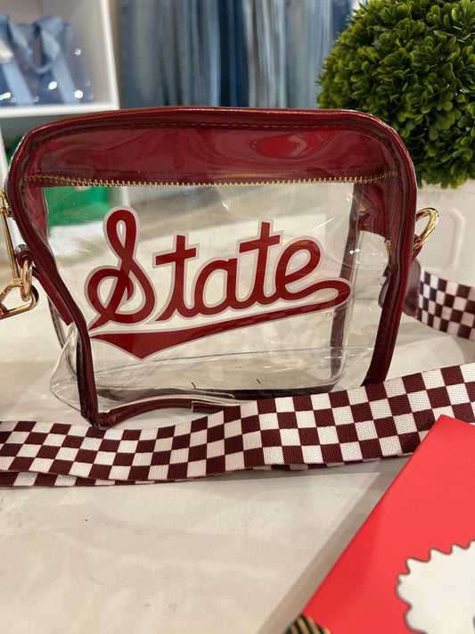 Mississippi State Maroon Clear Crossbody Bag