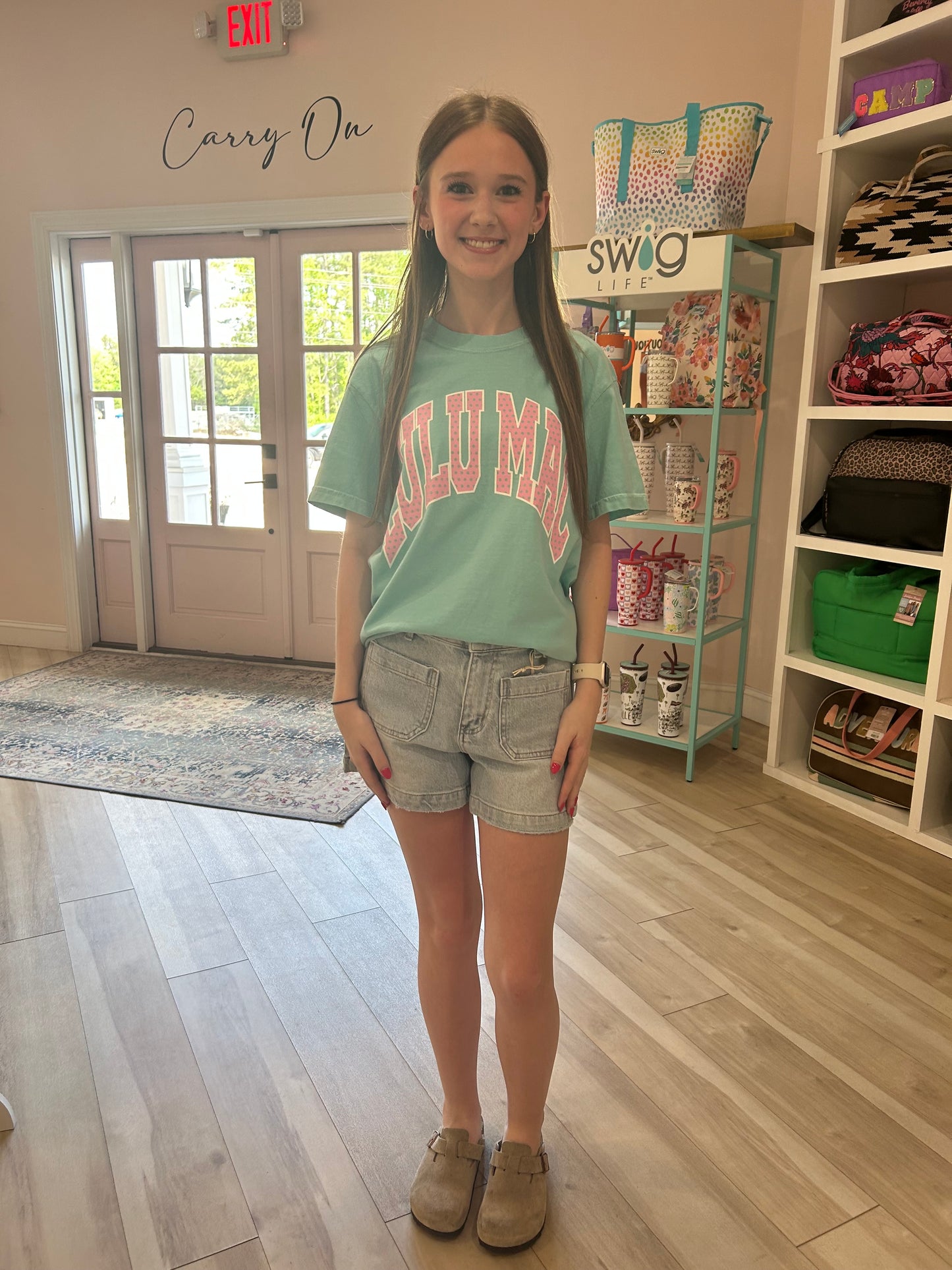 Lulu Polka Dot Chalky Mint Tee