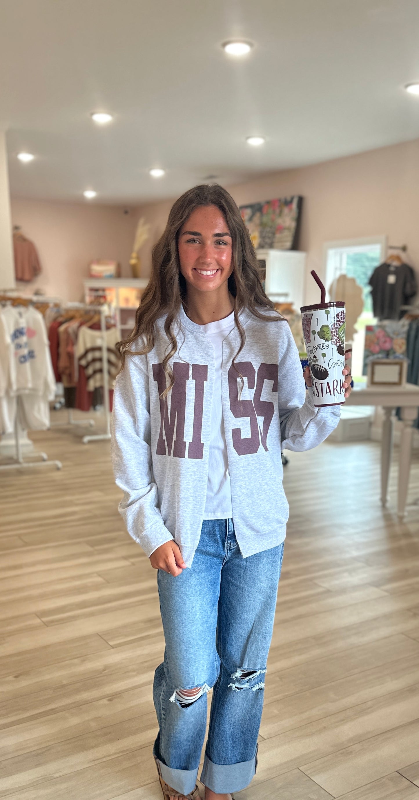 State Sweatshirt Cardigan