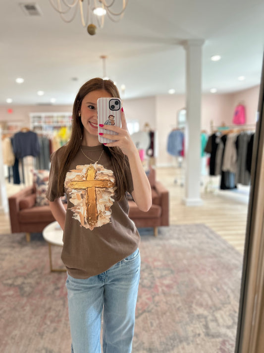 Gold Smudge Cross Tee