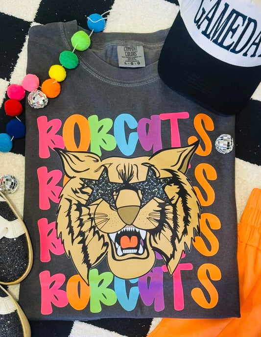 Neon Mascot Bobcats Tee
