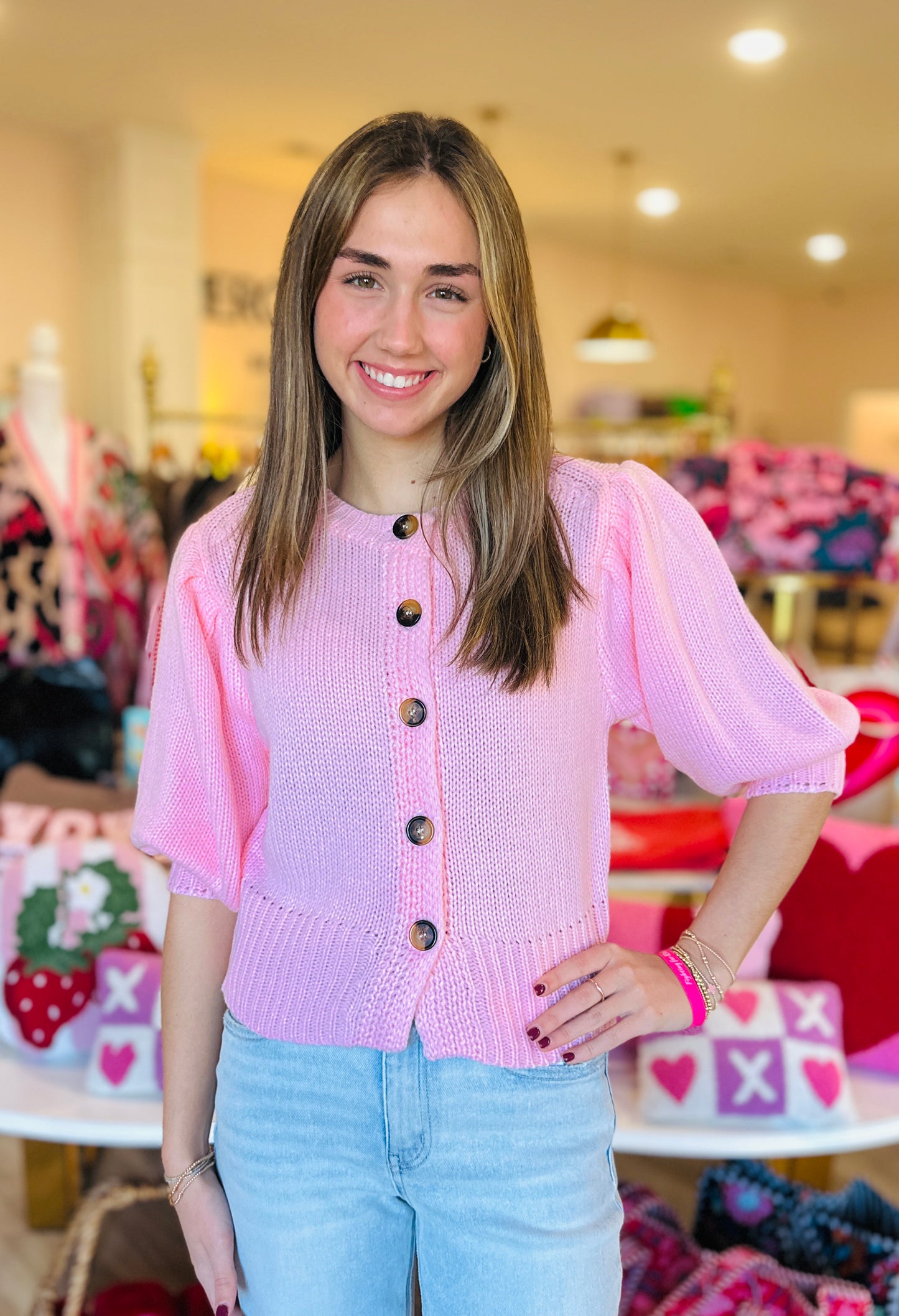 Pink Rose Sweater Top