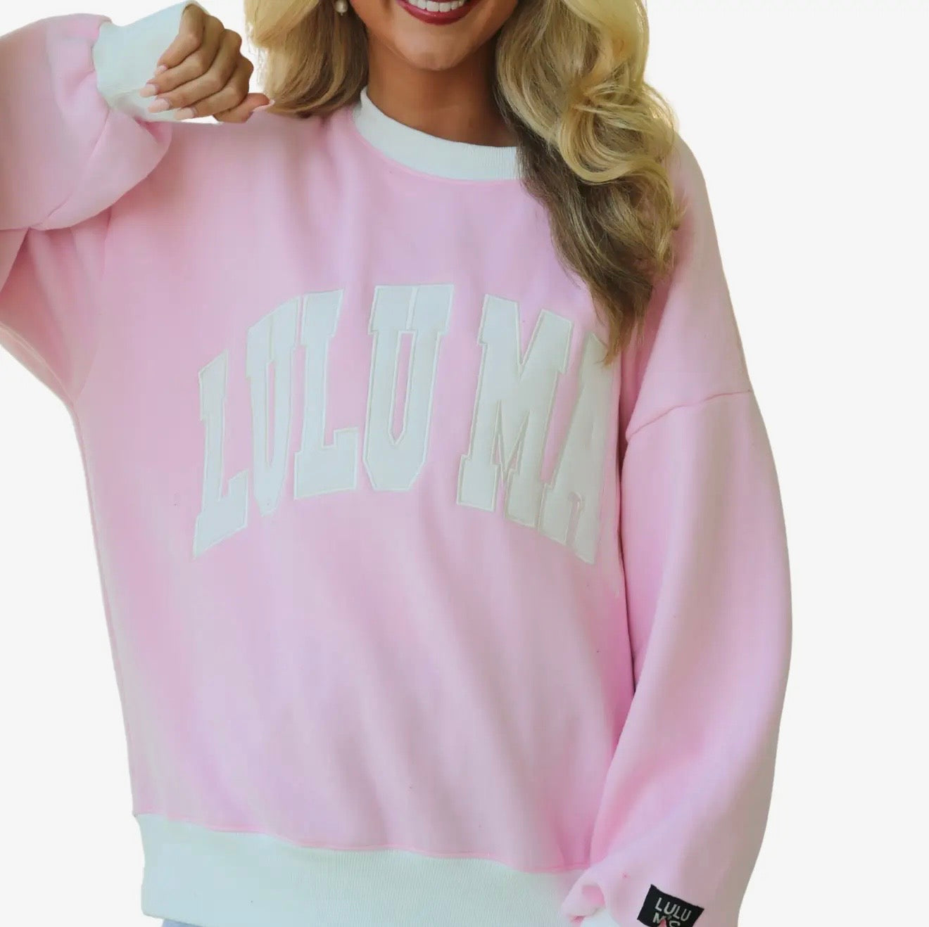 Lulu Color Block Sweatshirt Pink / White