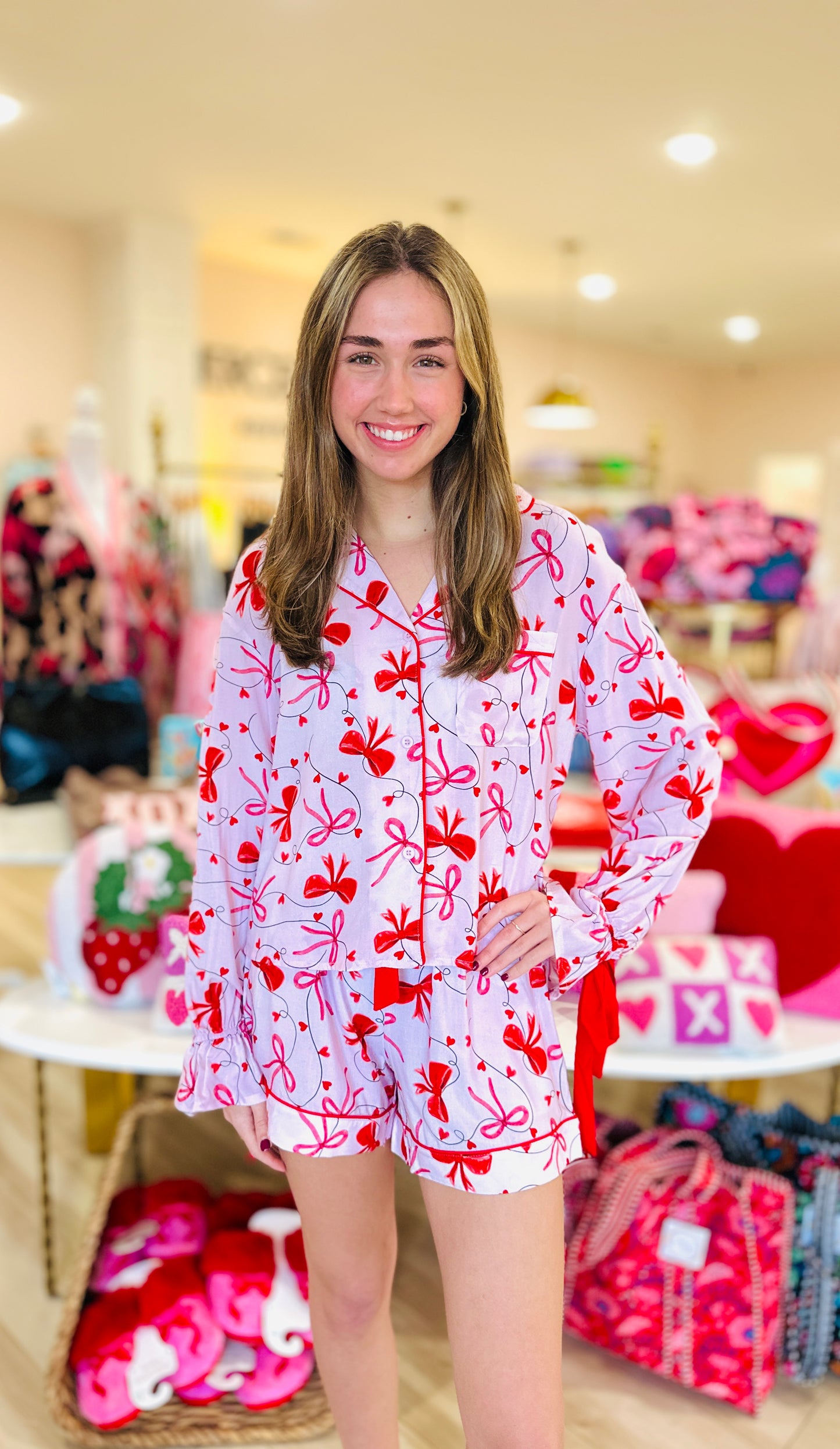 Valentine Bow and Ribbon PJ's Set