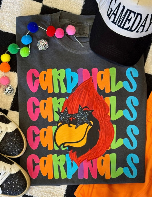 Neon Mascot Cardinals Tee