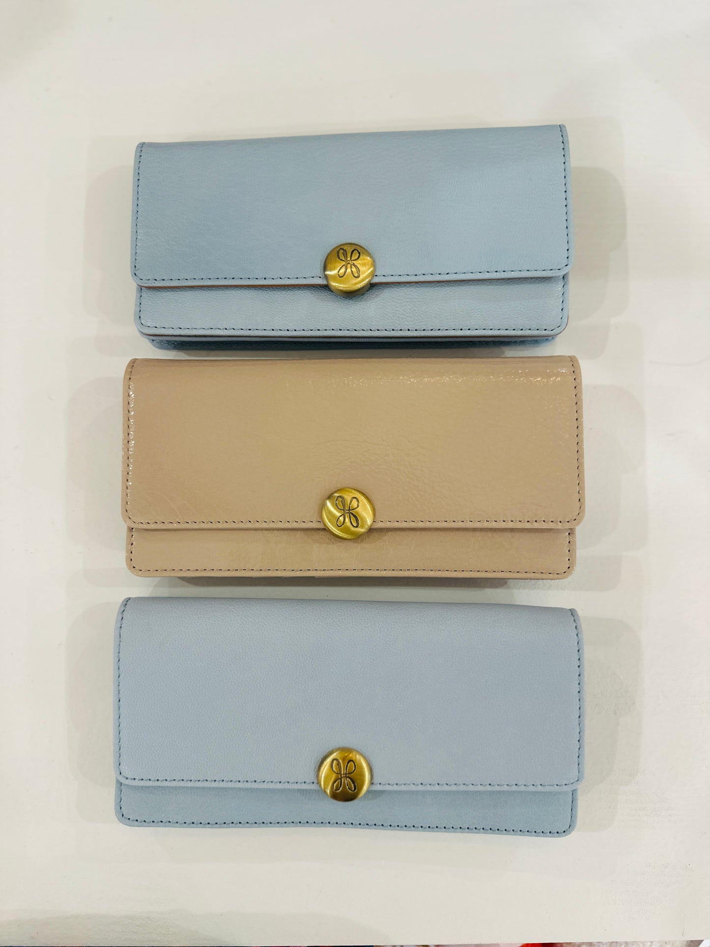Hobo Hutton Large Wallet in Dusted Sky or Stone Gloss