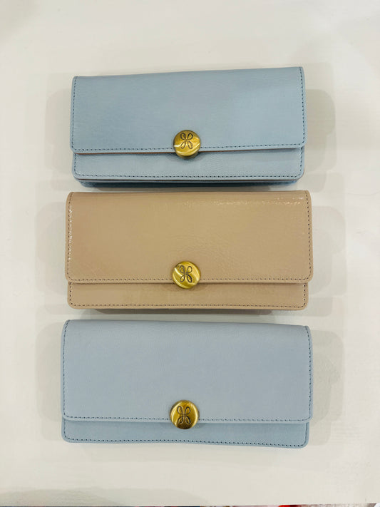 Hobo Hutton Large Wallet in Dusted Sky or Stone Gloss