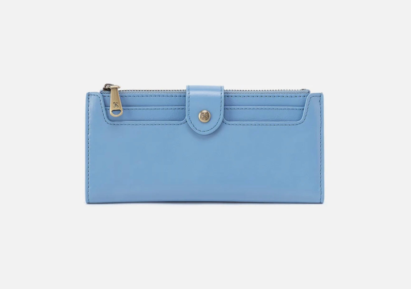 Hobo Dunn Continental Wallet in Faded Denim