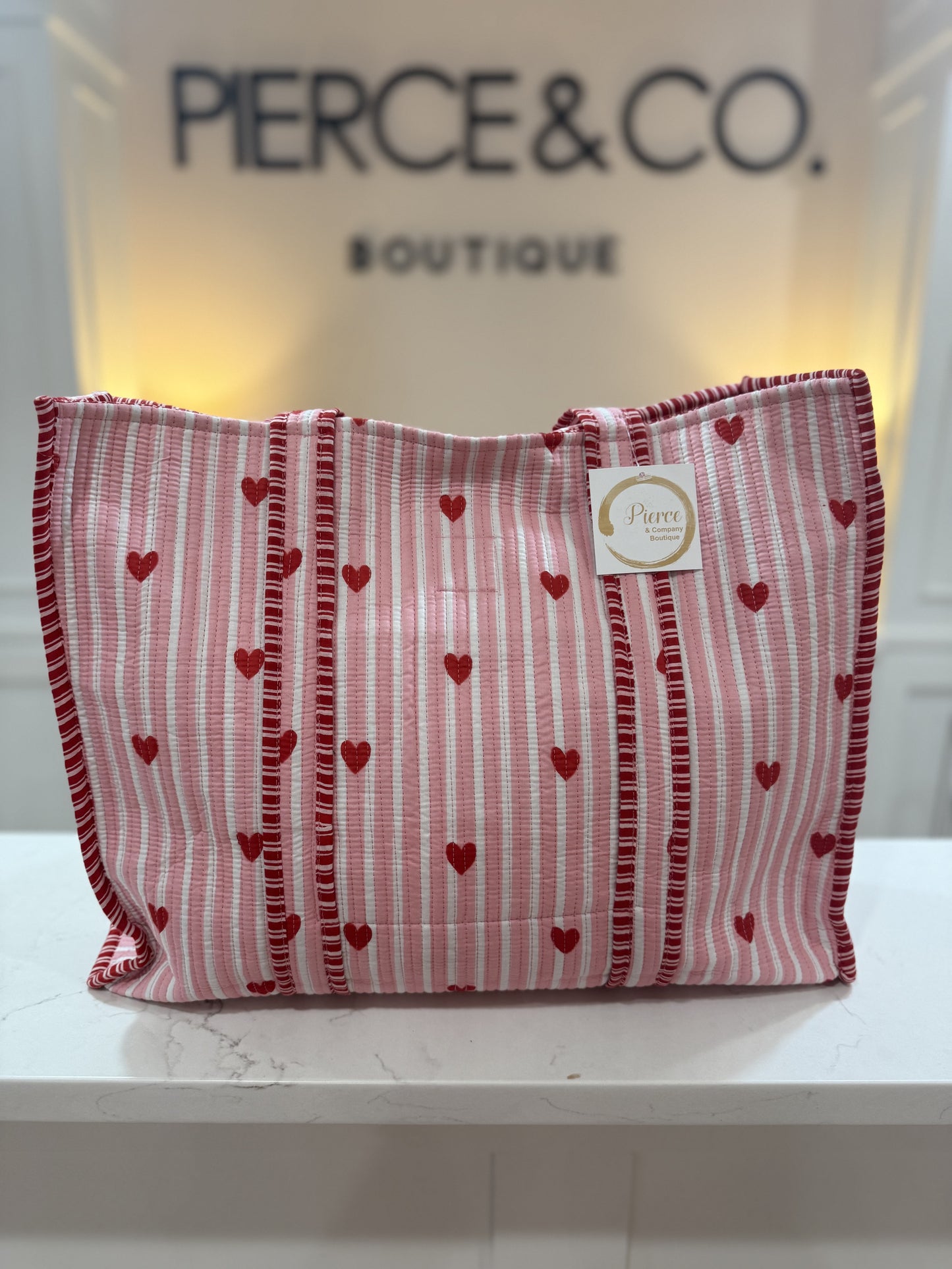 Striped Heart Tote